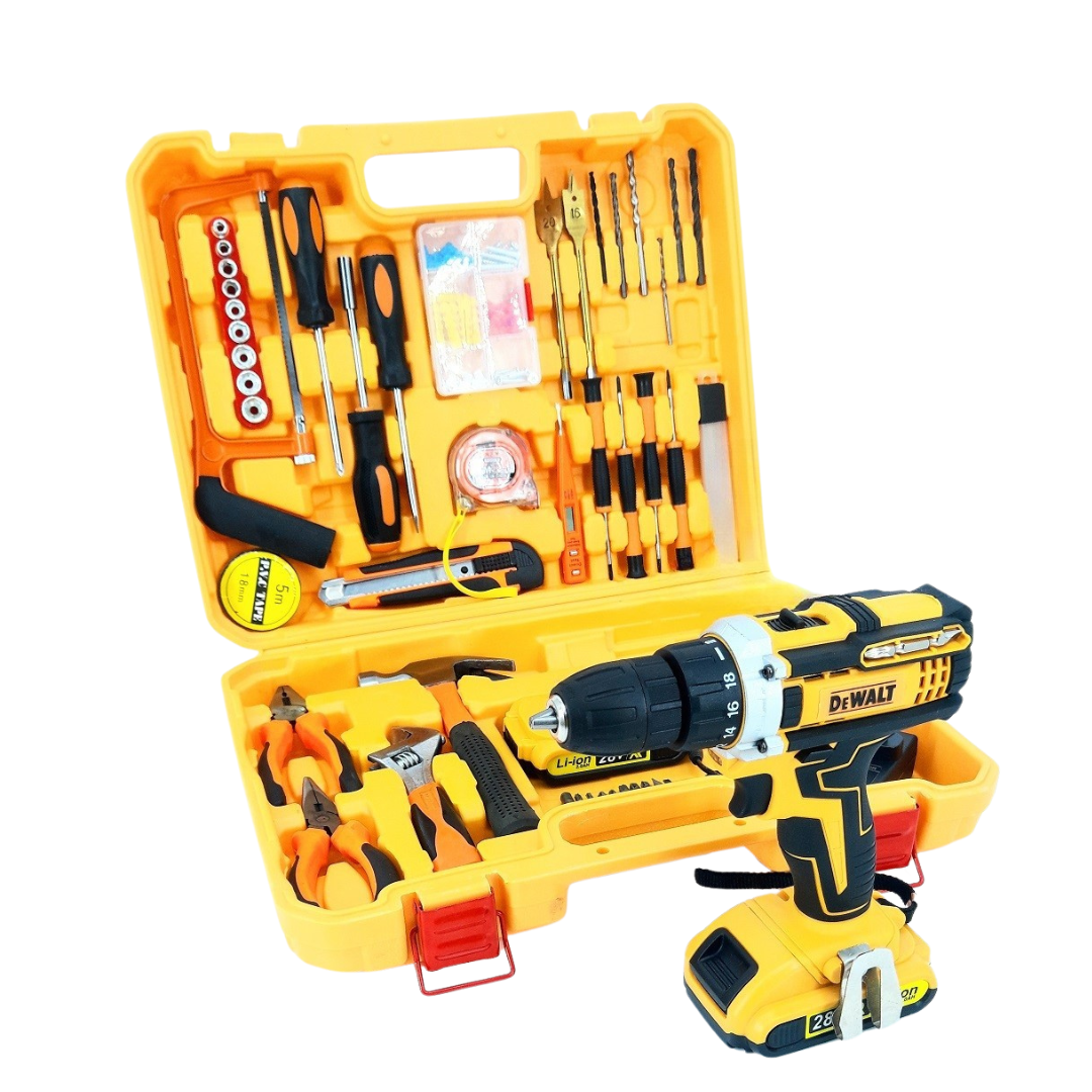 DeWalt 60-Piece Tool Kit + Powerful 36V Cordless Drill (with Case)