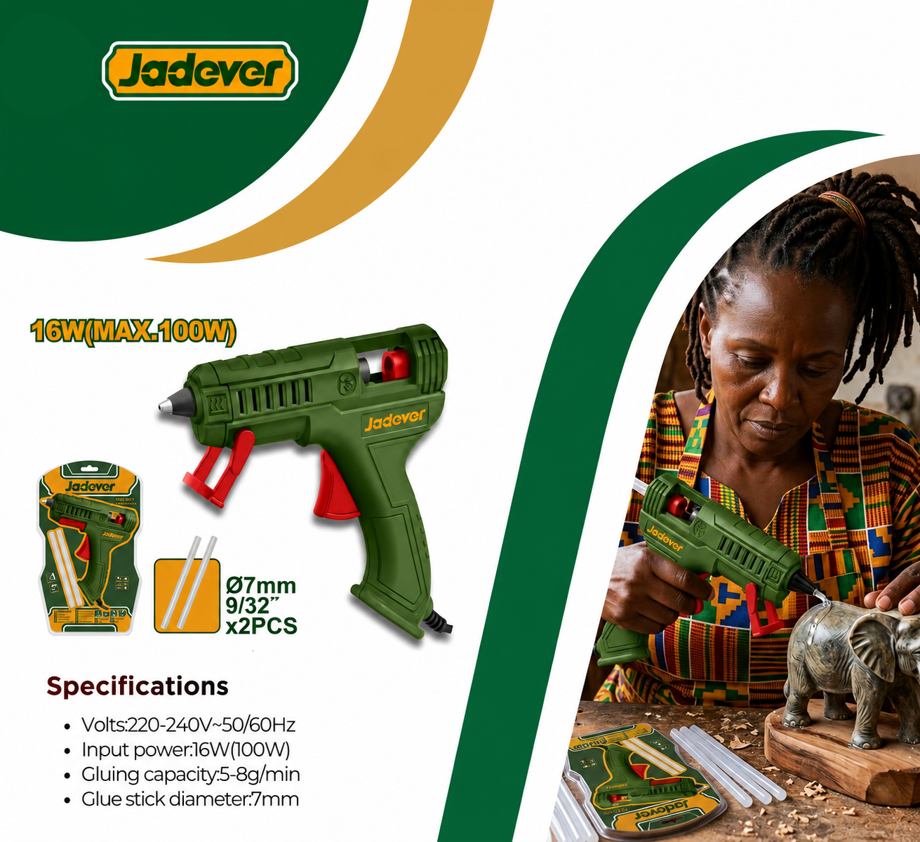 Jadever 16W Electric Glue Gun – 7mm