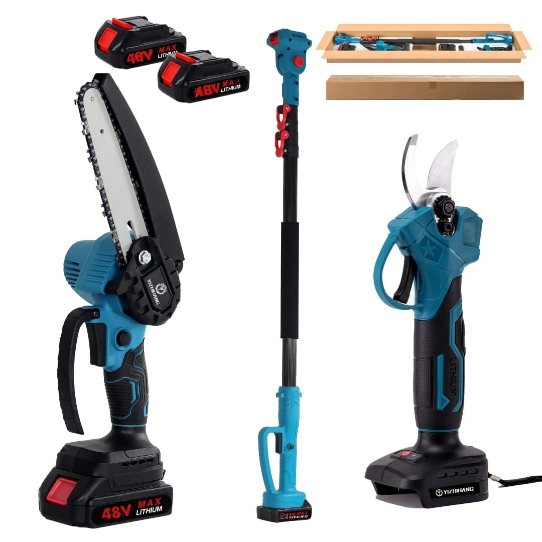 3-IN-1 Cordless Electric Gardening Tools Set – 48V High Branch Pruning Kit