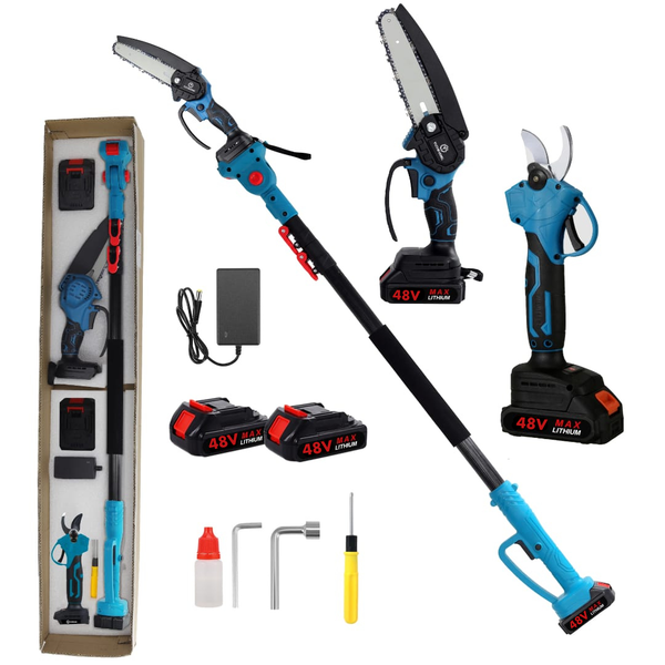 3-IN-1 Cordless Electric Gardening Tools Set – 48V High Branch Pruning Kit