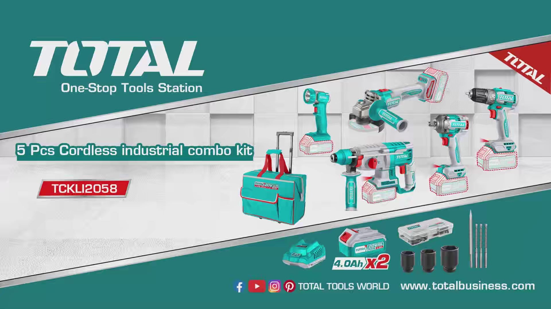 Total P20S 20V 5-in-1 Brushless Cordless Tool Set