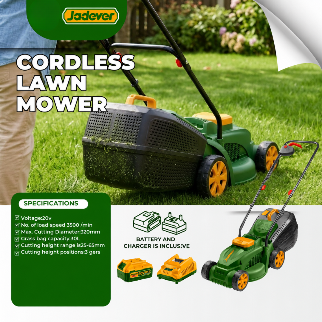 JADEVER JDLKP530 20V Cordless Lawn Mower – Powerful, Quiet & Hassle-Free Lawn Care